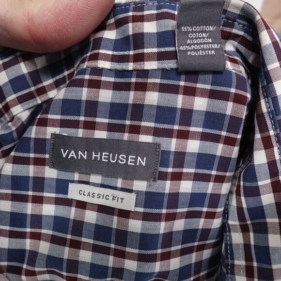 VAN HEUSEN CLASSIC FIT PLAID CHECK BUTTON DOWN SHIRT MENS SZ L 16-16.5 - Picture 6 of 7